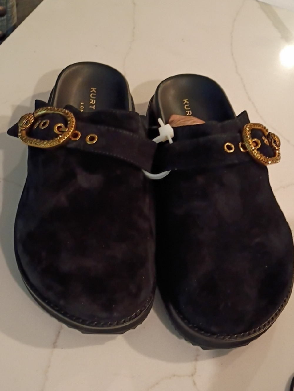 Kurt Geiger London Mayfair Crystal Embellished Eagle Head Buckle Mules Black - Picture 5 of 16